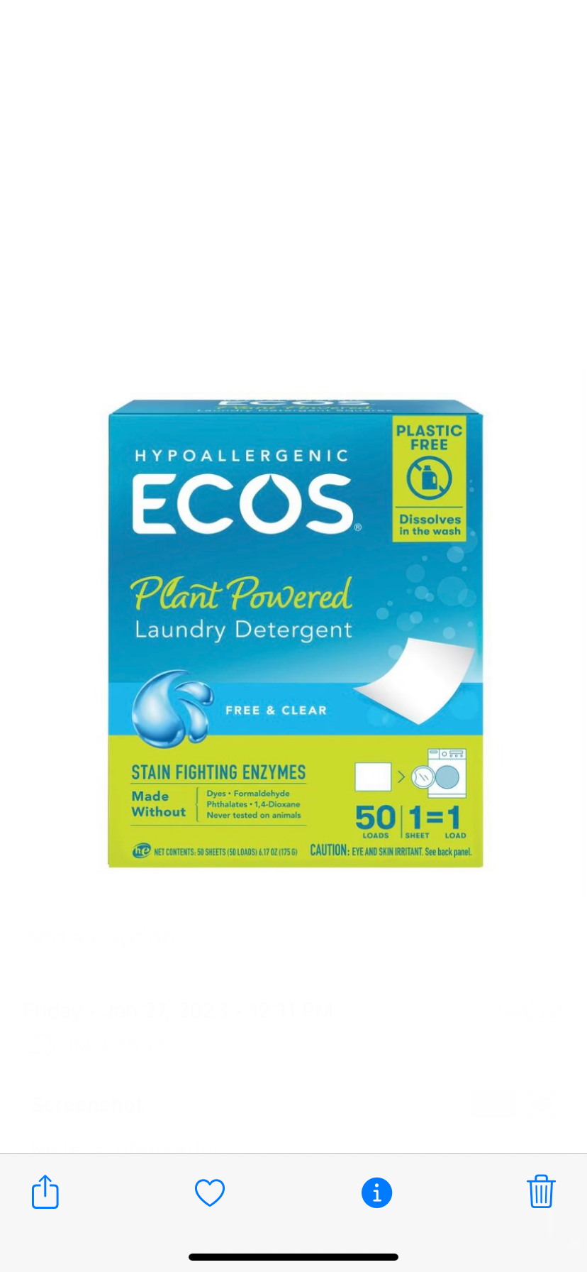 ECOS Laundry Detergent Sheets, 50ct, Free & Clear